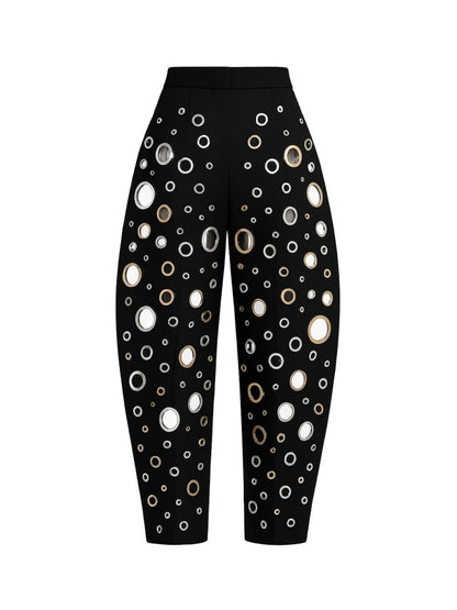 Circular Cutout Barrel Pants