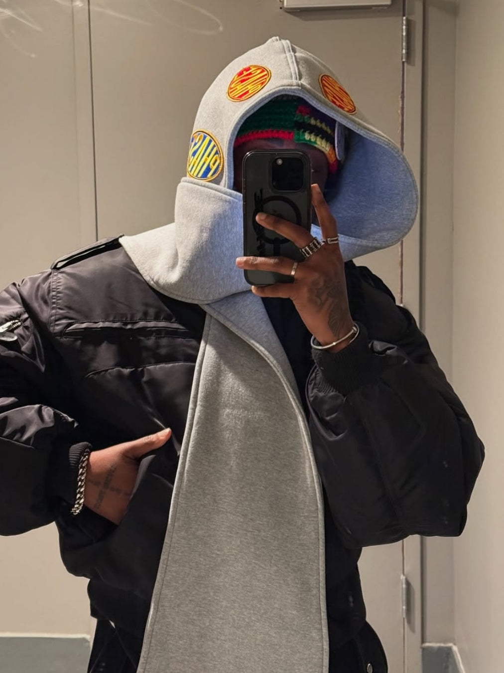 Patchwork Hooded Scarf