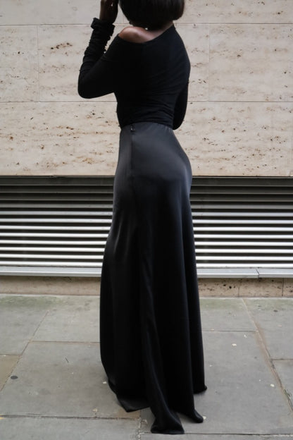 High Waist Satin Maxi Skirt