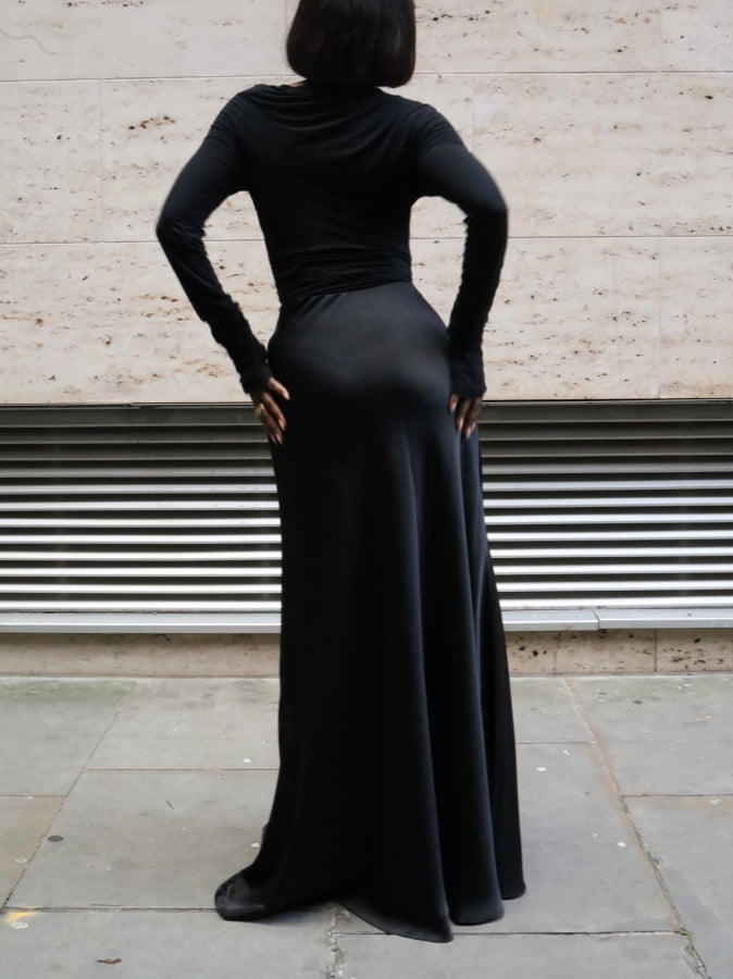 High Waist Satin Maxi Skirt