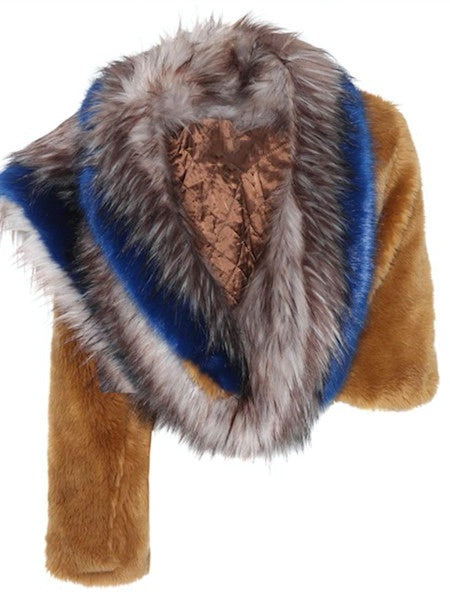 Shawl-style Faux Fur Cropped Jacket