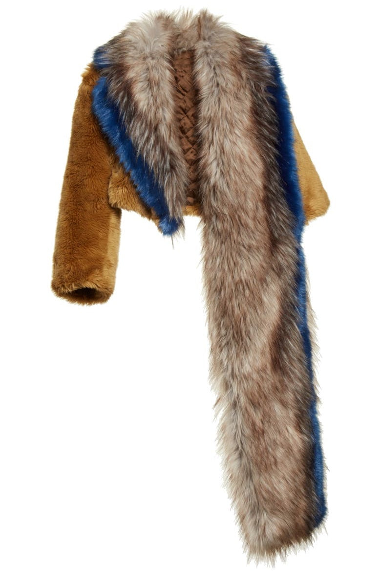 Shawl-style Faux Fur Cropped Jacket