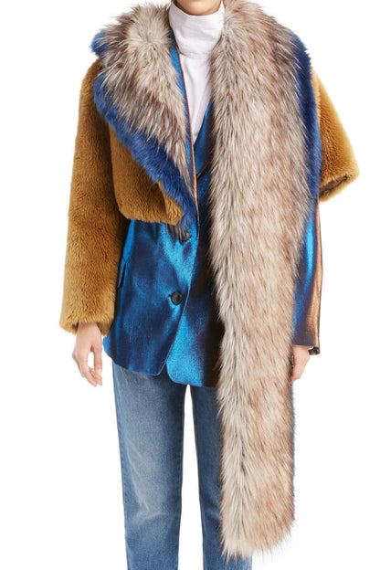 Shawl-style Faux Fur Cropped Jacket