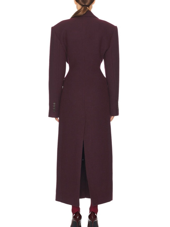 Large lapel Darted waist long coat