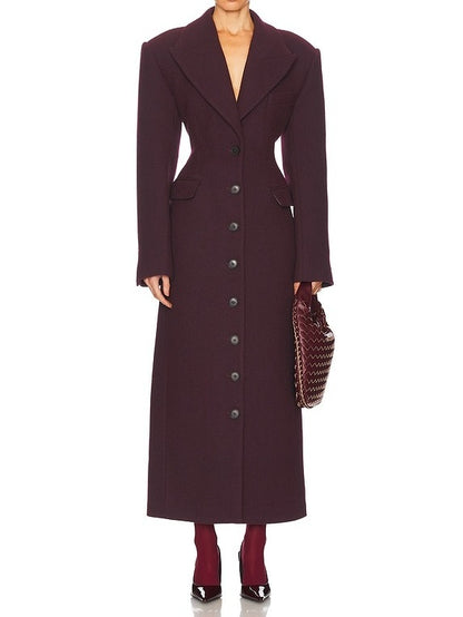 Large lapel Darted waist long coat