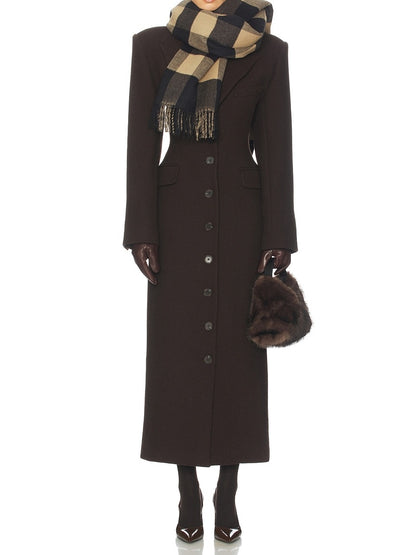 Large lapel Darted waist long coat