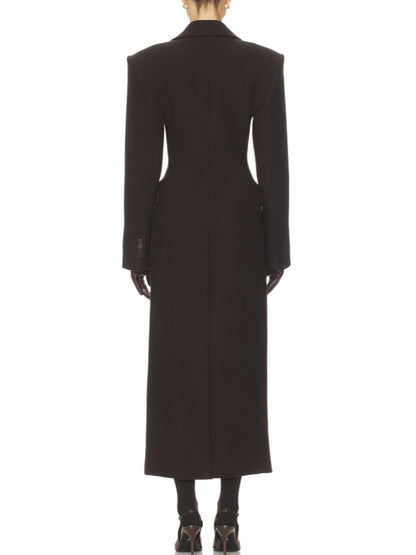 Large lapel Darted waist long coat