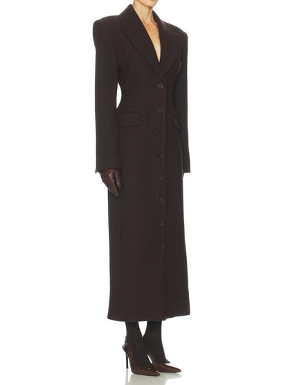 Large lapel Darted waist long coat