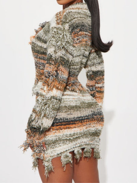 Striped Sweater Skirt Set