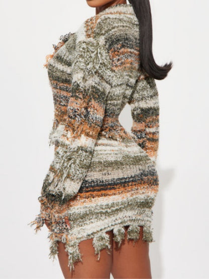 Striped Sweater Skirt Set