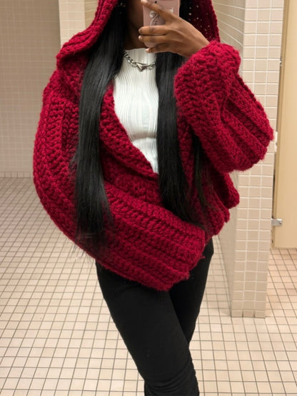 Fashion Cropped Crochet Hoodie