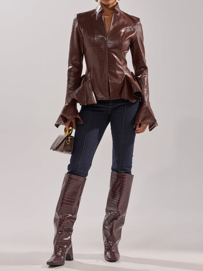 Burgundy Bodycon Blazer