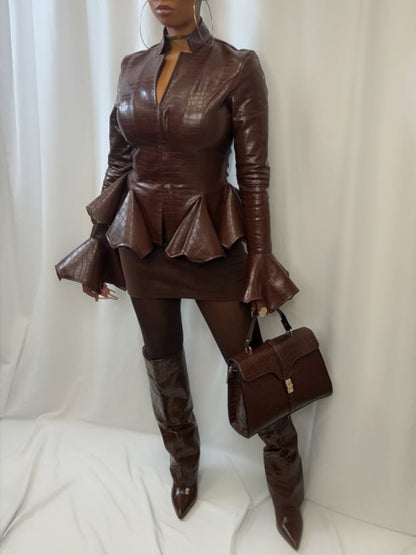 Burgundy Bodycon Blazer