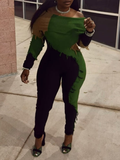 Off Shoulder Knit Jumpsuit