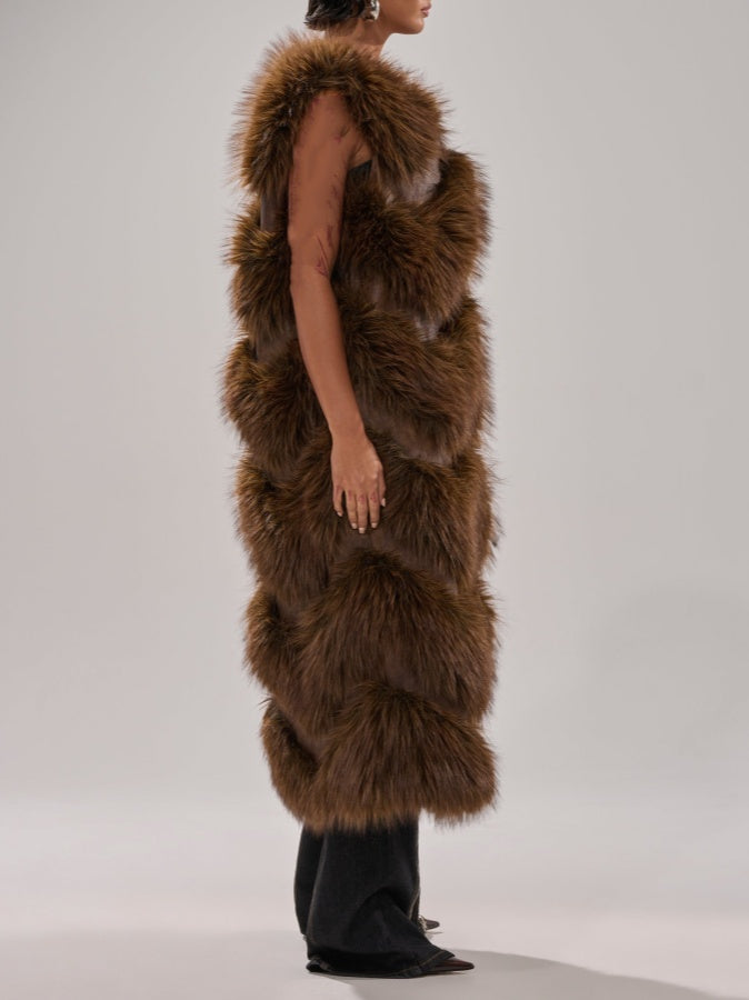 Paneled Fur Vest