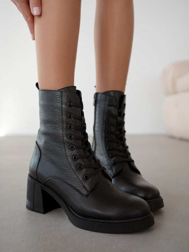 Women's Genuine Leather Lace-Up Boots