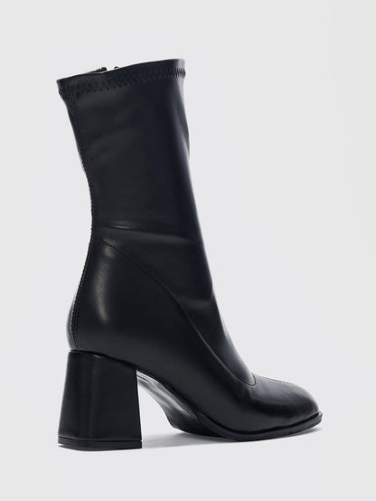 Women's Chunky Heel Elastic Zipper Boots