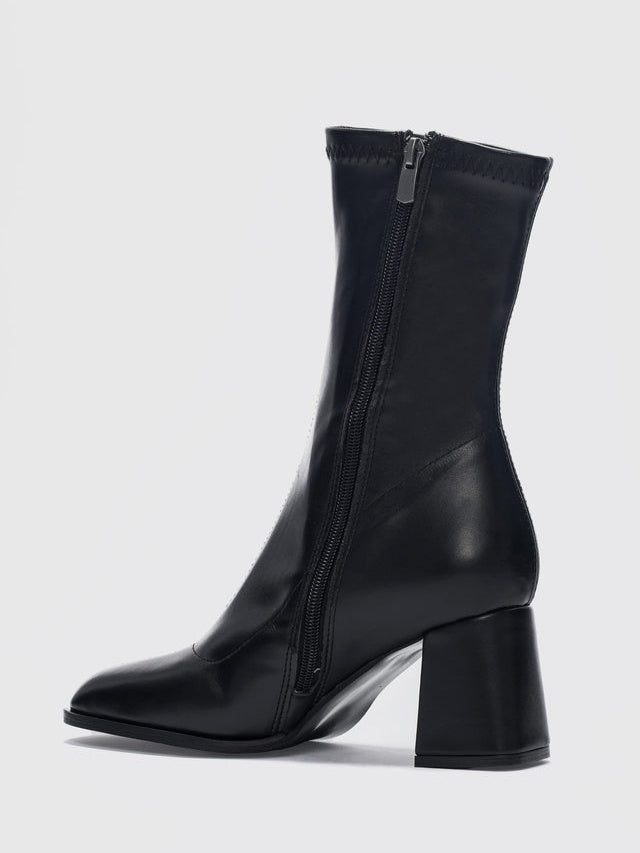 Women's Chunky Heel Elastic Zipper Boots