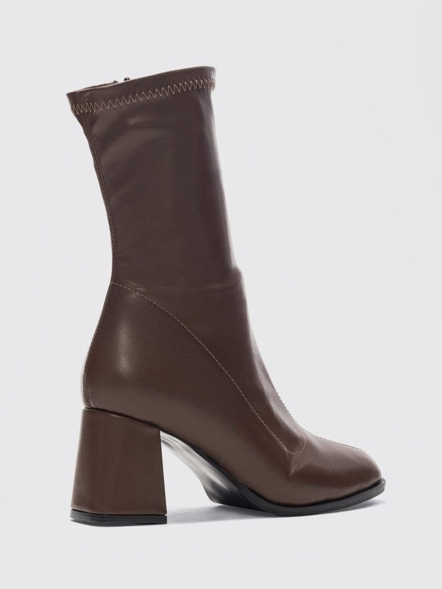 Women's Chunky Heel Elastic Zipper Boots