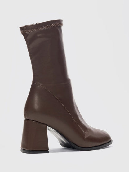 Women's Chunky Heel Elastic Zipper Boots