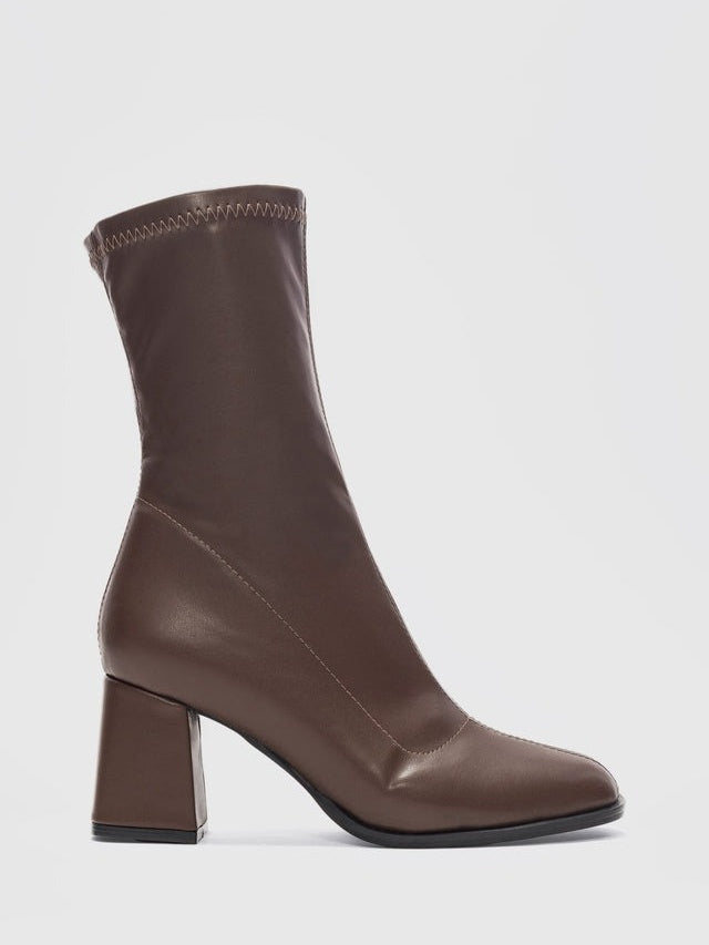 Women's Chunky Heel Elastic Zipper Boots