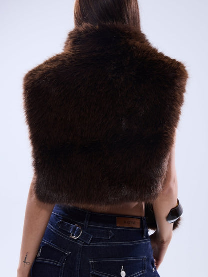 Sleeveless Plush Turtleneck Pullover Top