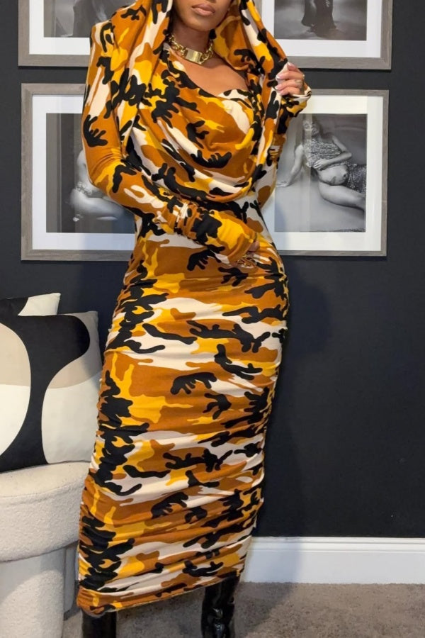 Sexy Off-shoulder Hooded Knit Maxi Dress