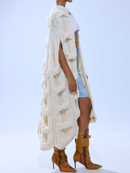 Sleeveless Textured Chunky Knit Sweater