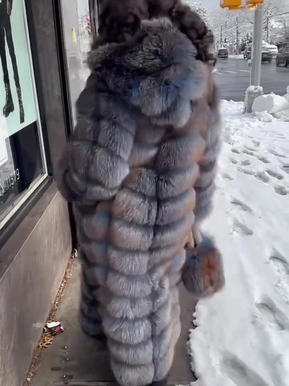 Hooded Full-length Fur Coat