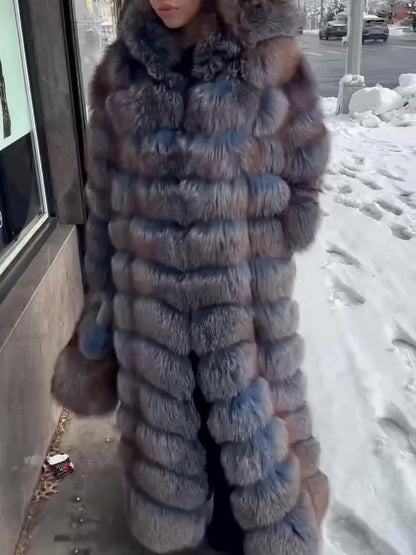 Hooded Full-length Fur Coat