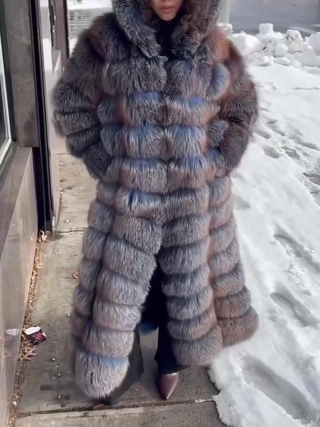 Hooded Full-length Fur Coat
