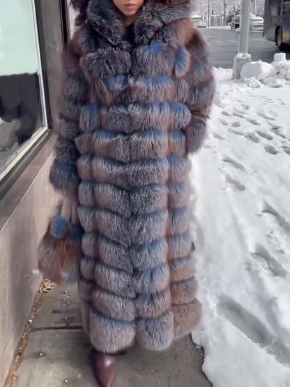 Hooded Full-length Fur Coat