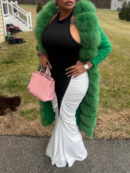 Fox Fur Trim Knit Cardigan