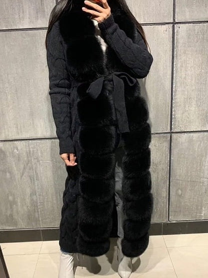 Fox Fur Trim Knit Cardigan