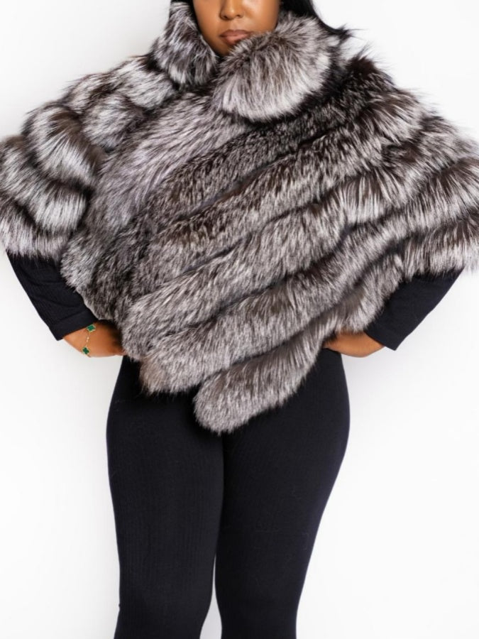 Elegant  Fox Fur Poncho