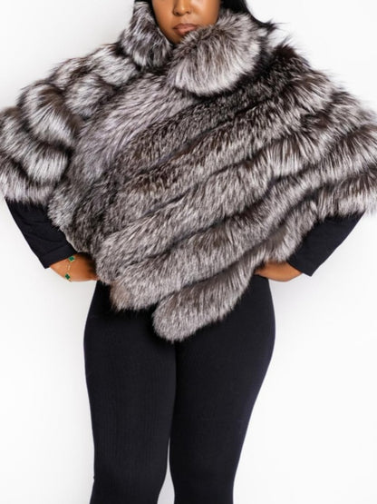 Elegant  Fox Fur Poncho
