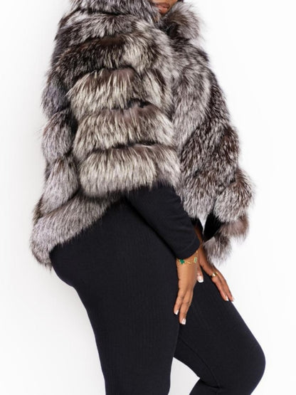 Elegant  Fox Fur Poncho