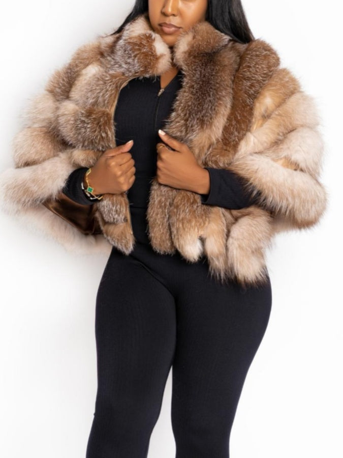 Elegant  Fox Fur Poncho