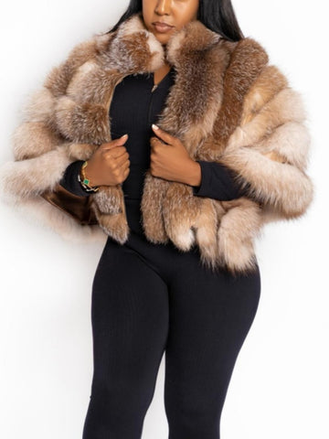 Elegant  Fox Fur Poncho