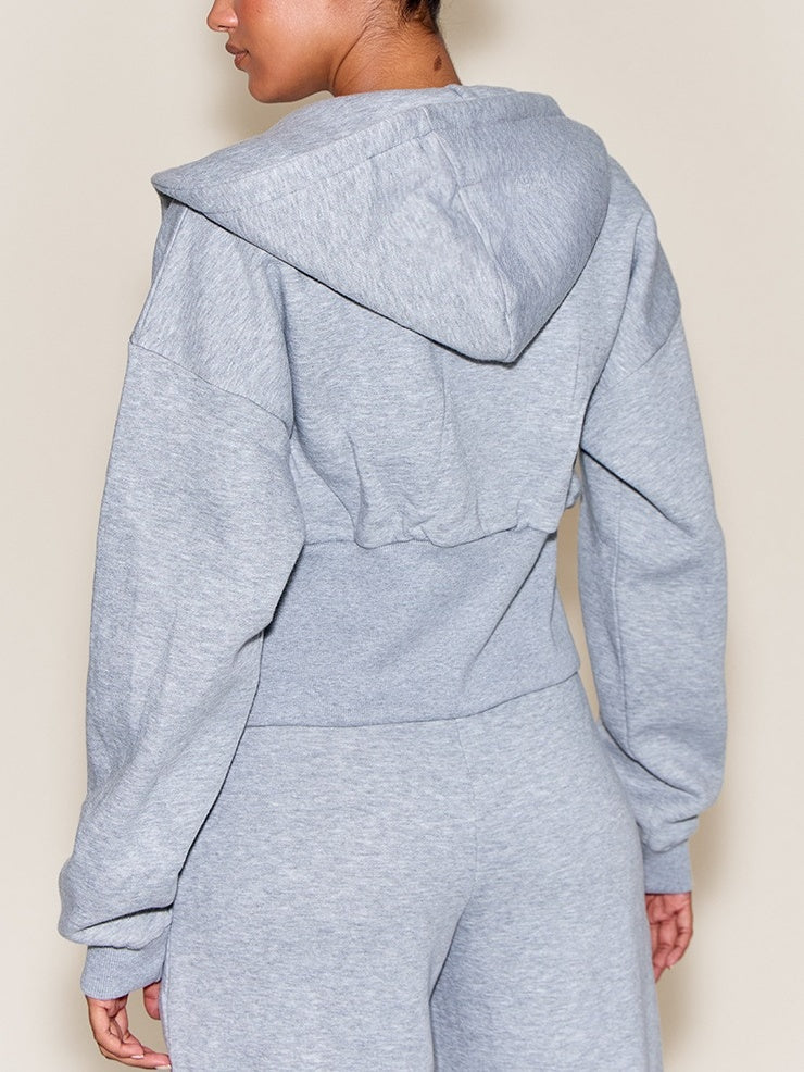 Zipper Hoodie And Barrel Sweatpants Two Pieces Set