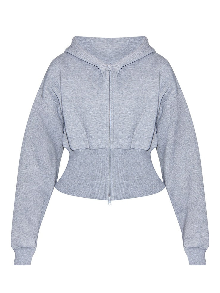 Zipper Hoodie And Barrel Sweatpants Two Pieces Set