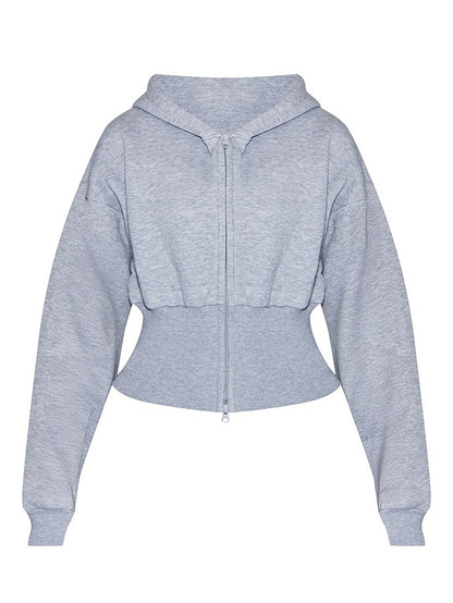 Zipper Hoodie And Barrel Sweatpants Two Pieces Set