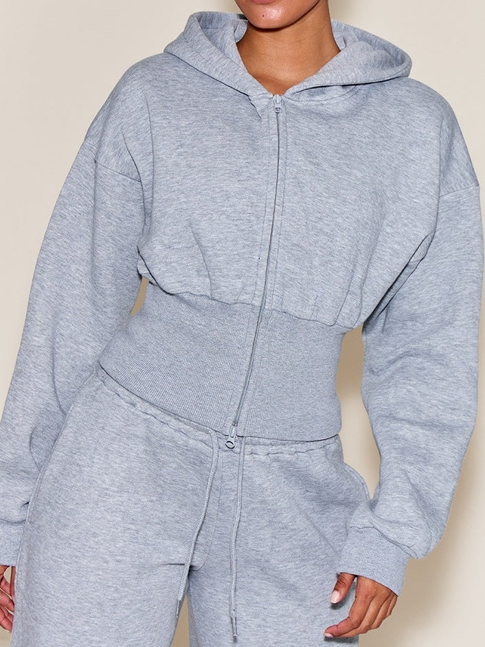 Zipper Hoodie And Barrel Sweatpants Two Pieces Set