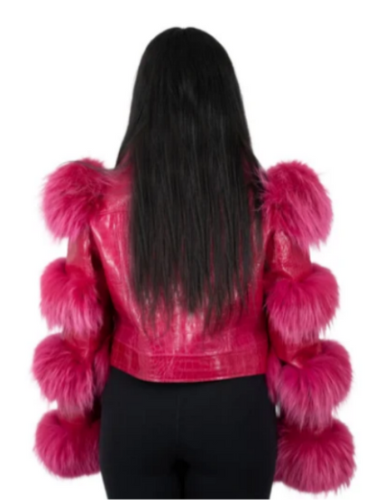 Fox Fur Corpped Leather Jacket