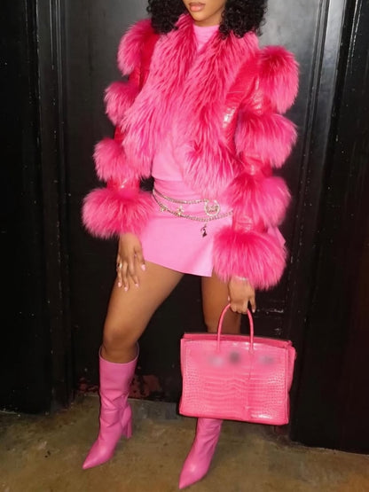 Fox Fur Corpped Leather Jacket