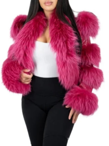 Fox Fur Corpped Leather Jacket