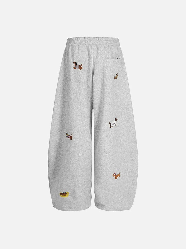 Cartoon Embroidered Hoodie Wide-Leg Pants Tracksuit