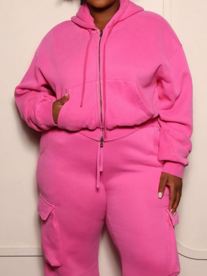 Hot Pink Utility Cargo Tracksuit Set