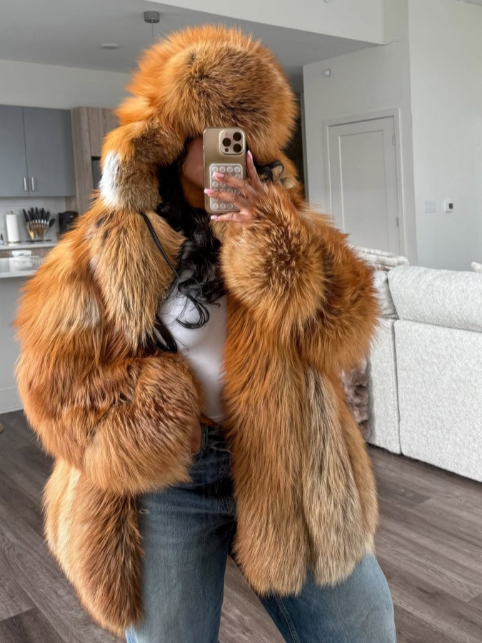 Luxury Red Fox Fur Coat