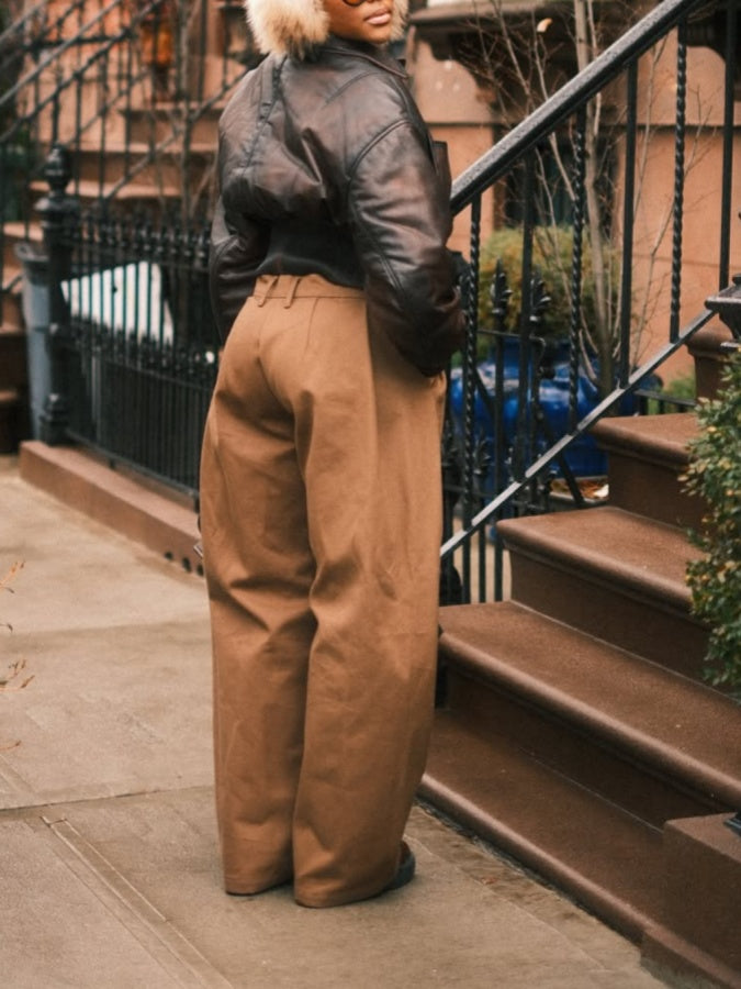 Lapel Zip Closure Cropped Leather Jacket